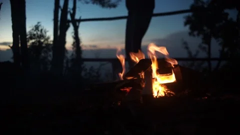 A man camping at moutain Stock Footage 120973824