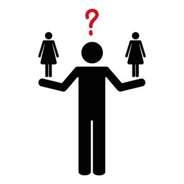 Man can not decide between two women pictogram Illustrazione stock