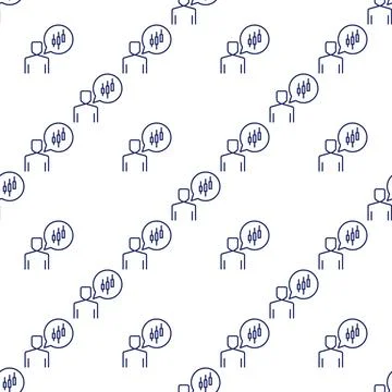 Man with candlestick pattern in speech bubble vector linear seamless pattern 스톡 일러스트