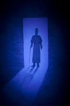 Man with a cane in the doorway Stock Illustration