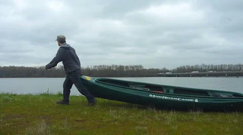 Man with Canoe 2 Stock Footage 2583159