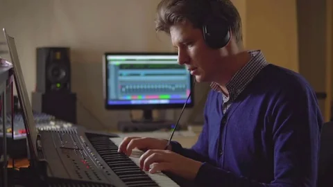 A man can't compose music. Bad mood Stock Footage 72444049
