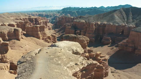 Man on the canyon Stock Footage 247974332