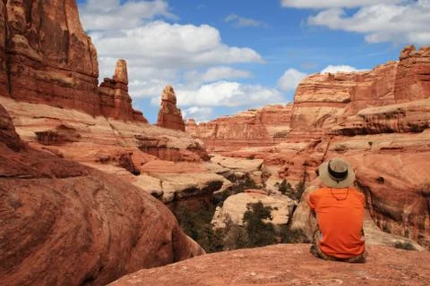 Man in canyon Stock Photos