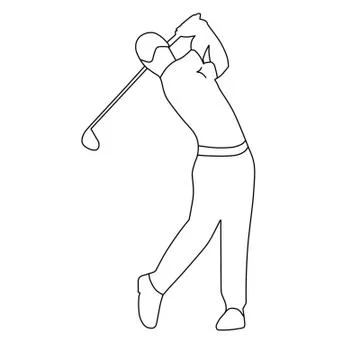 Man in a cap plays golf, swing a club. 스톡 일러스트