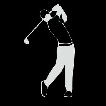 Man in a cap plays golf, swing a club. Stock Illustration
