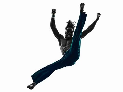 Man capoeira dancer dancing silhouette Stock Photos