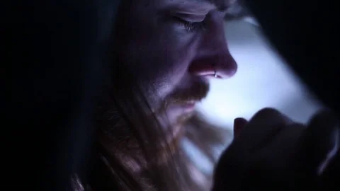 Man Captivated By Smartphone in Bed Stock Footage 71779964