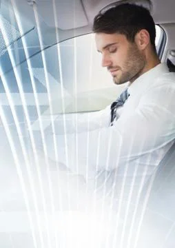 Man in car with transition 3d effect Stock Photos