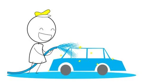 Man Car Wash Stock Illustration