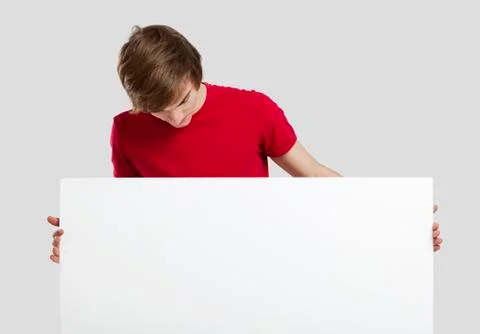 Man with a cardboard Stock Photos