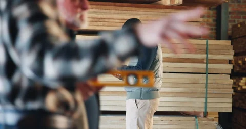 Man, carpenter or checking inventory with tablet in warehouse for wood Stock Footage 341303614