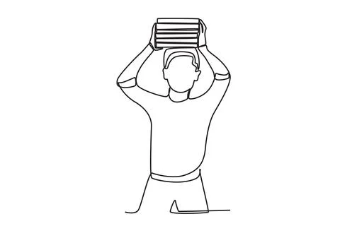 A man carried a stack of books on his head Stock Illustration