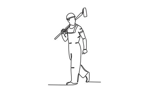 A man carries a paint roller on his shoulders Ilustración de archivo