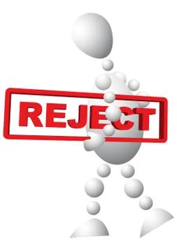 Man carries a red label with text - reject Illustrazione stock