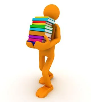 Man carries a stack of books. Stock Illustration