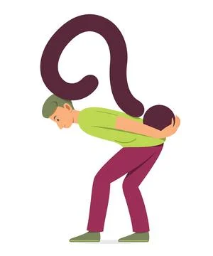 Man Carry the Big Question Mark Symbol on Back Concept Illustration Stock Illustration
