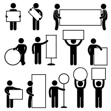 Man Carry Empty Blank Signboard Banner Placard Stock Illustration