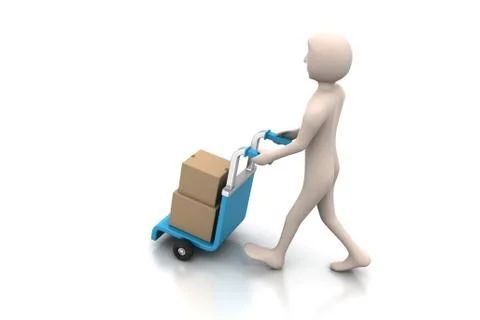 .man carrying boxes with a trolley Free Stock Illustration
