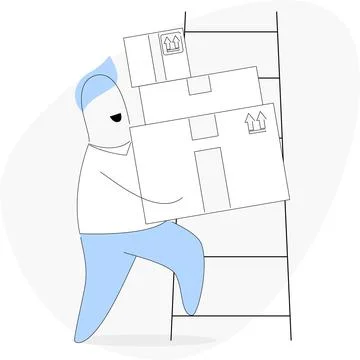 Man carrying a boxes. Web design, banner, mobile app, landing page Illustrazione stock