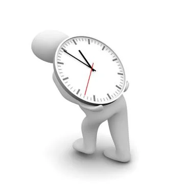 Man carrying heavy clock Stock Illustration