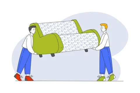 Man Carrying Heavy Sofa During Relocation Vector Illustration Stock Illustration
