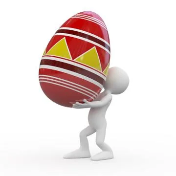 Man carrying a huge easter egg Stock Illustration