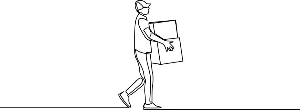 A man carrying a large box while walking down a street Vector Illustrazione stock