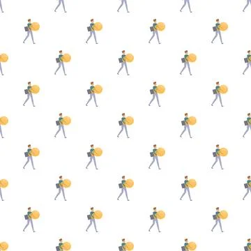 Man carrying lightbulb repeating seamless pattern background Stock Illustration
