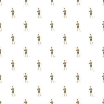 Man carrying logs creating a repeating seamless pattern Stock Illustration