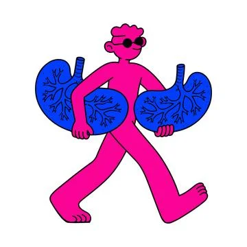 Man Carrying Lungs Stock Illustration