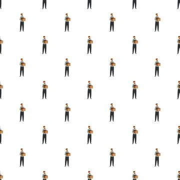 Man carrying office box after job loss pattern Stock Illustration