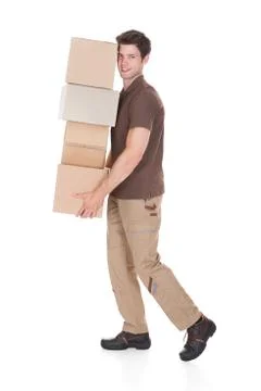 Man carrying stack of boxes Stock Photos