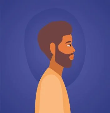 Man cartoon with beard in side view on blue background vector design Stock Illustration
