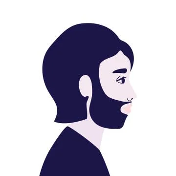 Man cartoon with beard in side view vector design Stock Illustration
