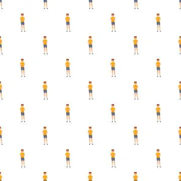 Man cartoon character seamless repeating pattern Stock Illustration