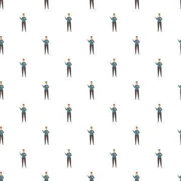 Man cartoon character talking presenting seamless pattern 스톡 일러스트