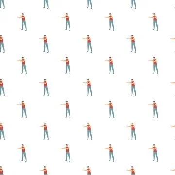 Man cartoon character training exercise seamless pattern background Stock Illustration