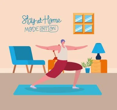 Man cartoon doing exercise at home vector design Stock Illustration