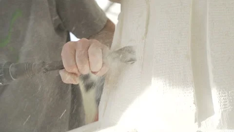 A man carving stone with chisel Video stock 149127215