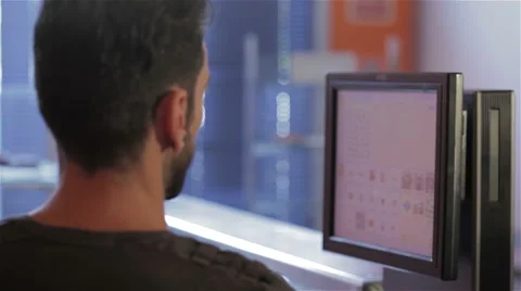 Man at cash register Video stock 55542224