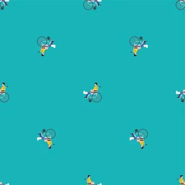 Man in cast on wheelchair pattern seamless. Leg fracture Disabled carriage ba Stock Illustration