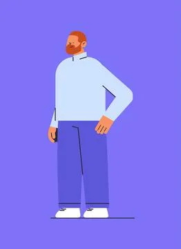 Man in casual clothes cute guy standing pose male cartoon character full length Stock Illustration