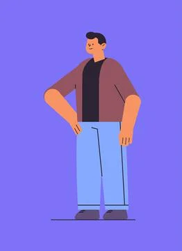 Man in casual clothes cute guy standing pose male cartoon character full length Stock Illustration