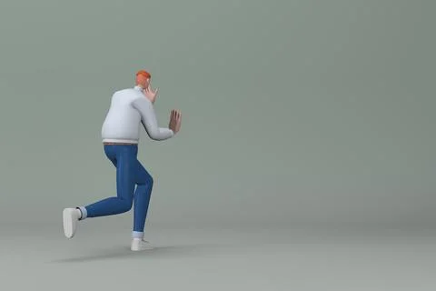 Man in casual clothes making gestures while pushing or pulling. 3D renderin.. 스톡 일러스트