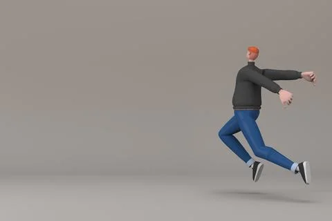 Man in casual clothes making gestures while pushing or running. 3D renderin.. 스톡 일러스트