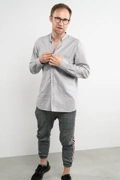 Man in casual clothes in Studio 写真素材