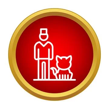 Man with cat icon representing pet care and friendliness Stock Illustration