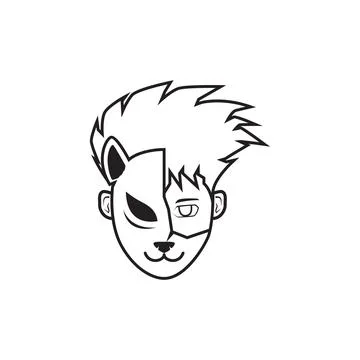 Man with cat mask samurai logo design vector graphic symbol icon sign illus.. Stock Illustration