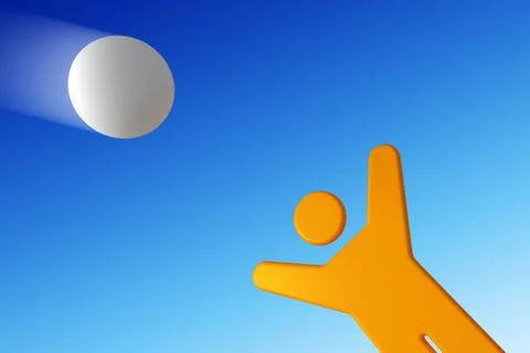 Man catching the flying ball Stock Illustration